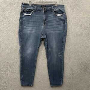 Judy Blue Jeans Womens 22W Blue Denim Stretch Mid Rise Cropped Relaxed Fit